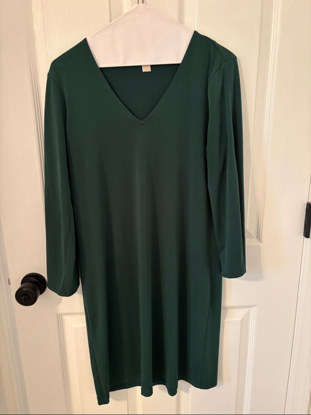 Michael Kors V-Neck Midi Dress in Deep Green
